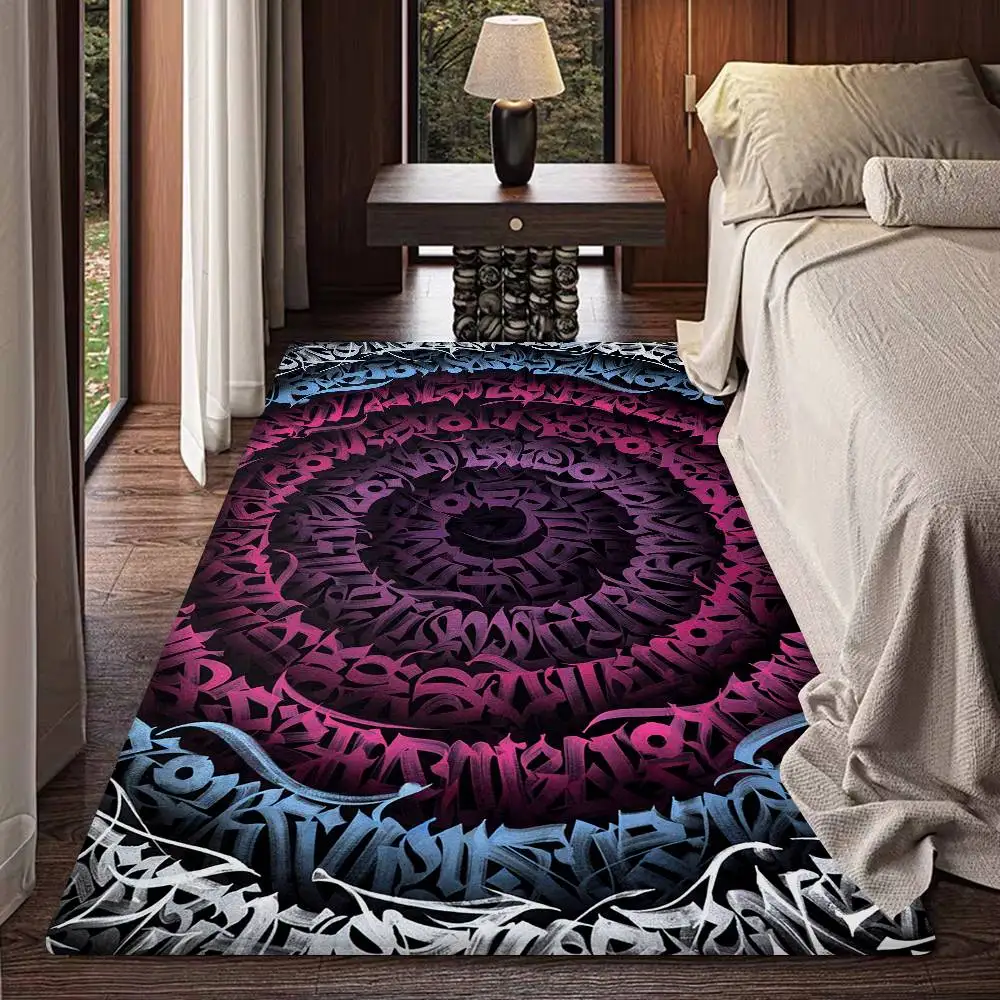 Pokras Totem Design Lampas Art Graffiti Room Mats Anti-slip Absorb Water Long Strip Cushion Bedroon Mat Household Carpets