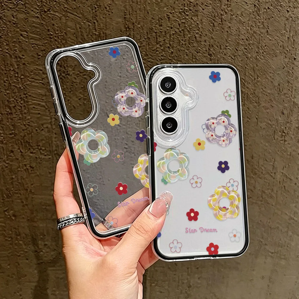 Two-in-One Phone Case for Samsung Galaxy A57  A56 A54 A53 A36 A37 A35 A55 5G A07 A06 A15 A17 A16 4G Cases Colorful Hollow Flower