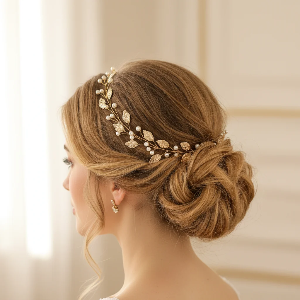 

Pearl Flower Headband Tiaras Crowns Girls Silver Gold Color Leaf Headpiece Bridal Hair Jewelry Elegant Wedding Hair Accessories