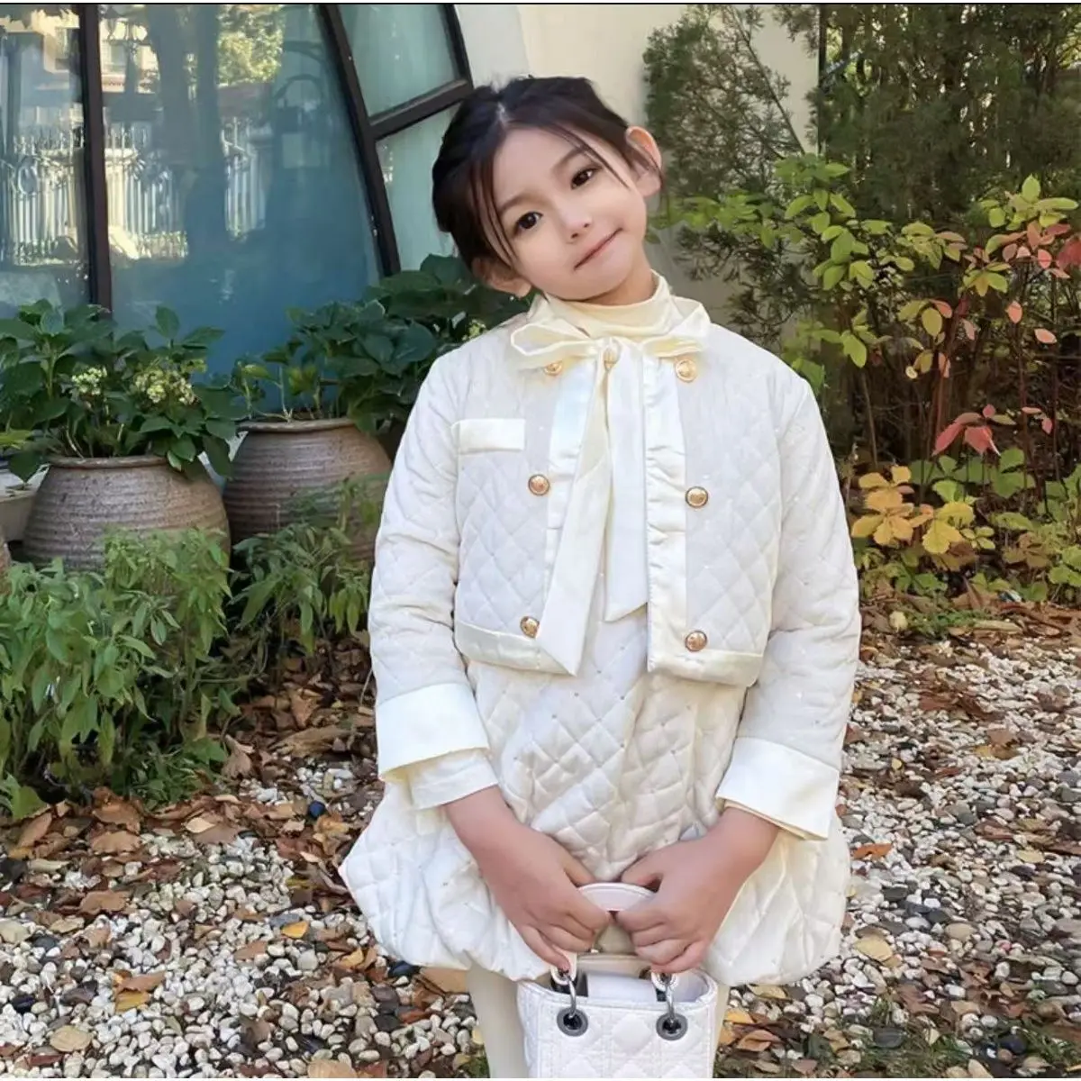 

Thick Cotton Coat+Sundress 2PCS Kids Winter Warm Princess Clothes Set Toddler Girls Children Elegant Jackets Party Suit