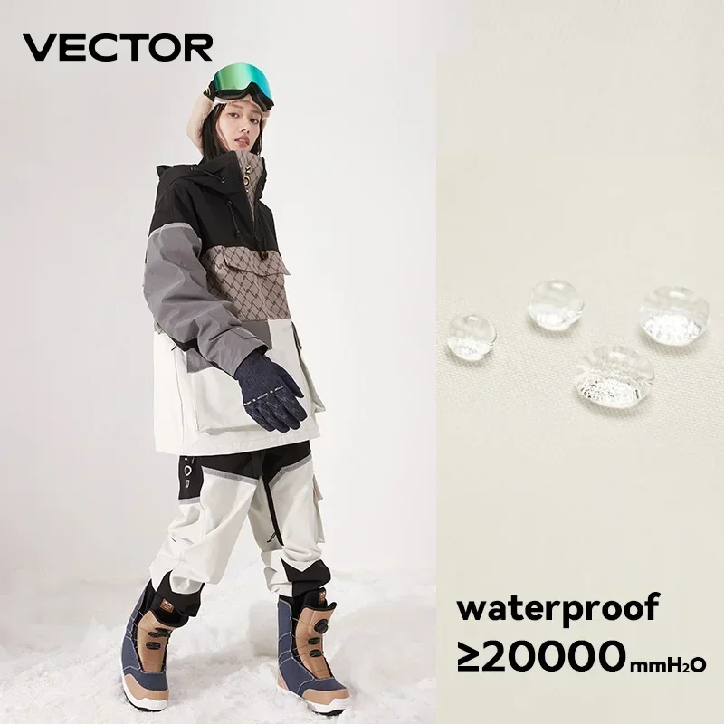 VECTOR Abbigliamento da sci Donna Uomo Maglione con cappuccio Abbigliamento di tendenza riflettente Calore addensato e attrezzatura da sci impermeabile Tuta da sci da donna