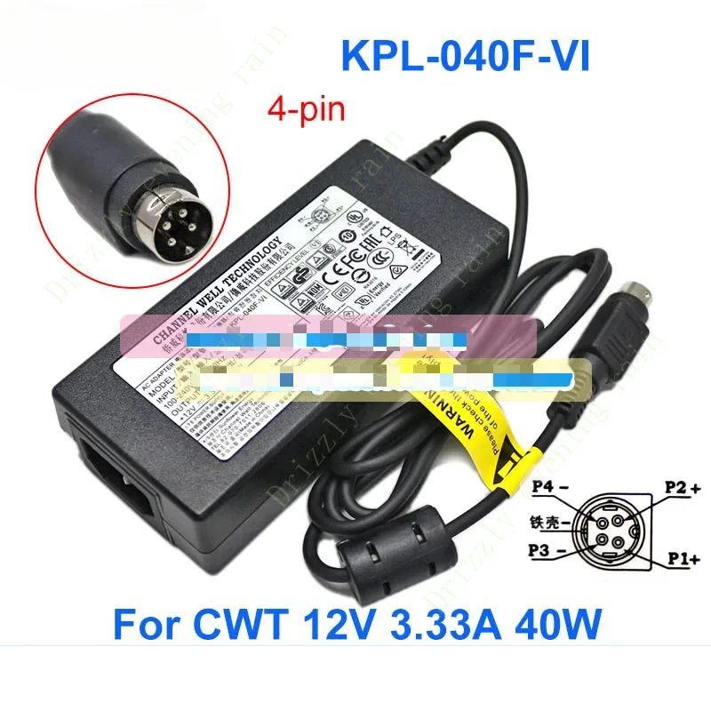 Genuine KPL-040F 12V 3.33A AC Adapter 40W PAA040F For Q-SEE QSC26404 Power Supply Charger 4pin