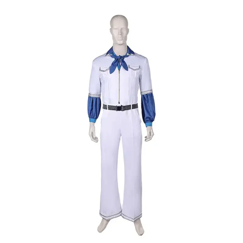 FC6Adult Benny Anderson Cosplay Uniform Costume Men ABBA Retro Band Shirt Jumpsuit Belt Outfits Halloween Carnival Party Su@FC8！