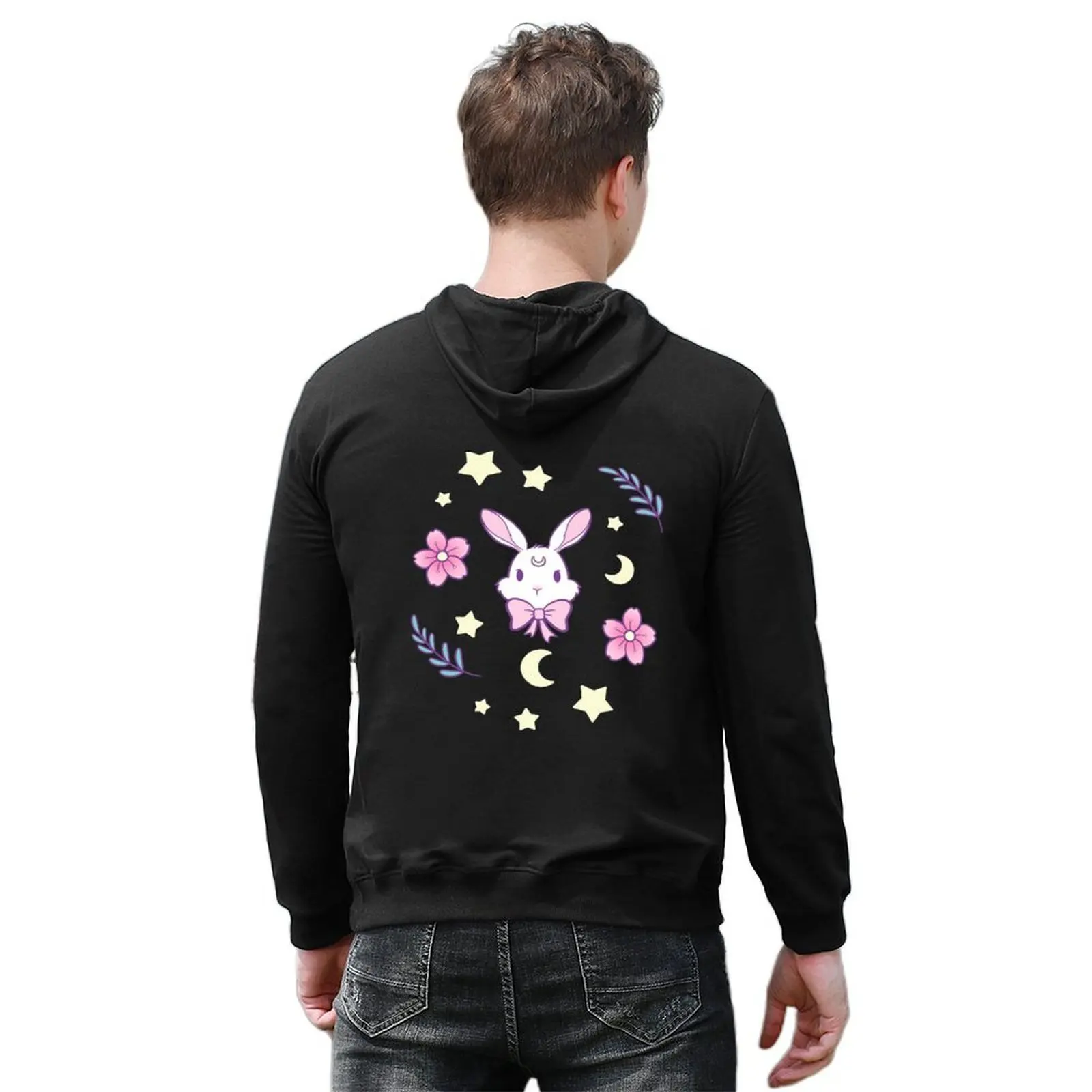 Coelhinho Sakura |   Nikury moletom com capuz roupas de outono roupas de outono masculinas roupas de inverno homens usam moletom com capuz