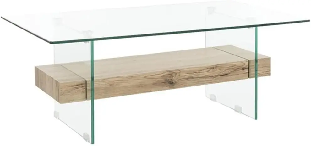 Tavolino da caffè in quercia nera e vetro