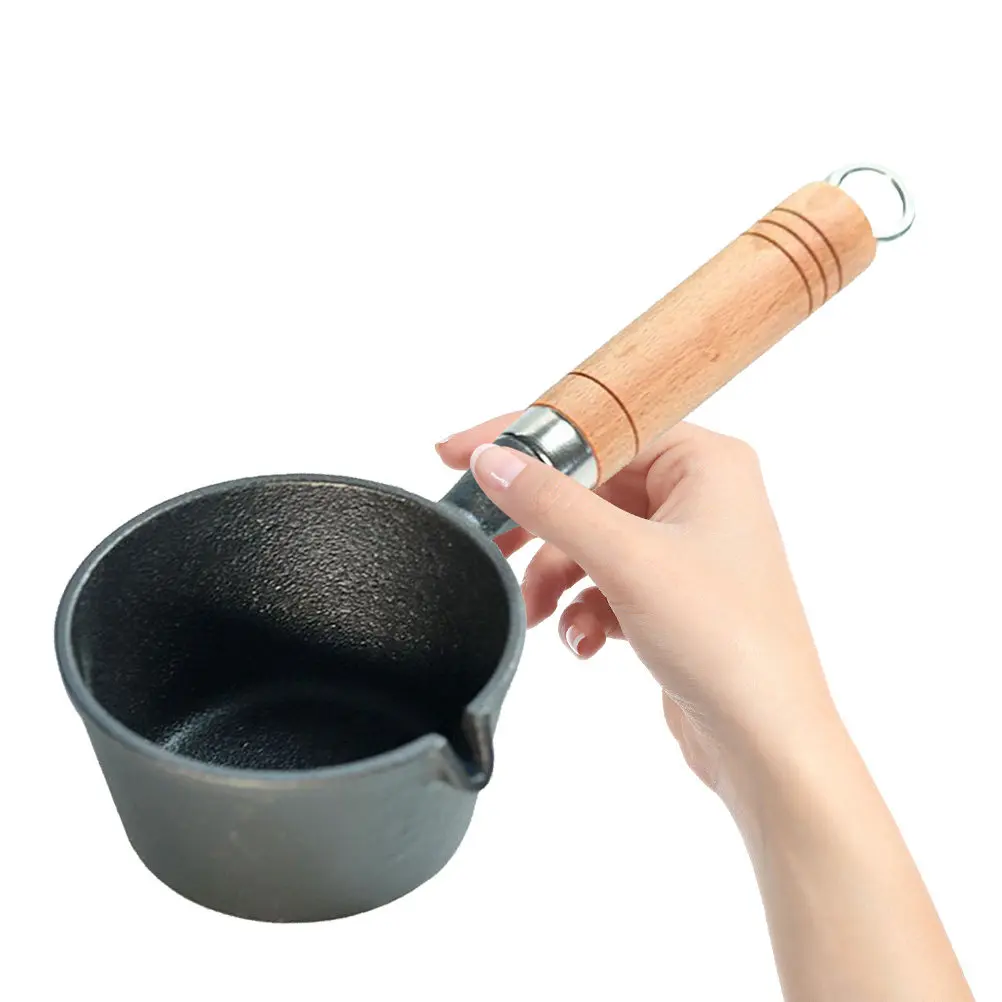 

Mini Egg Frying Pan Premium Iron Wood Melting Pot for Butter Chocolate Cheese Caramel Wax Heating Fast Even Heat Distribution