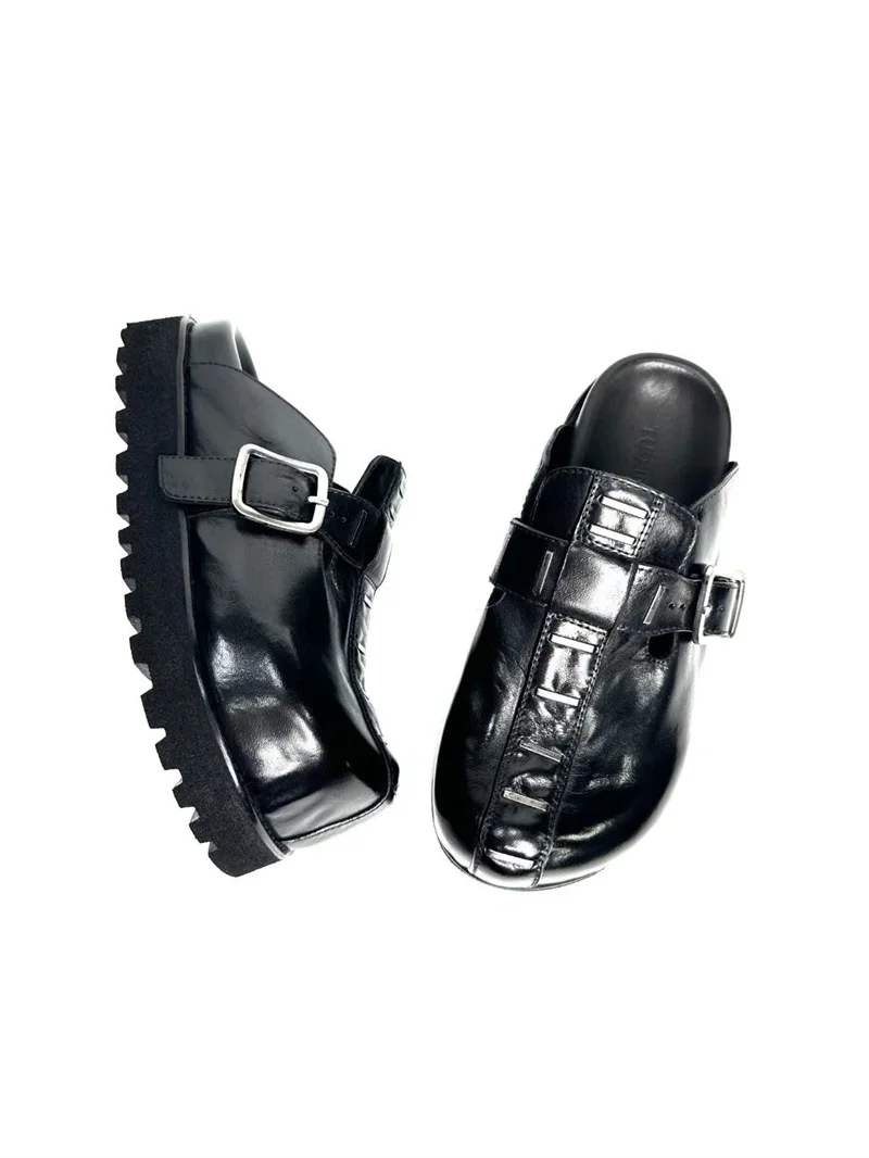 Sandal Platform Retro Trendi Kulit Roma Musim Panas Ringan Desainer Pribadi Pria