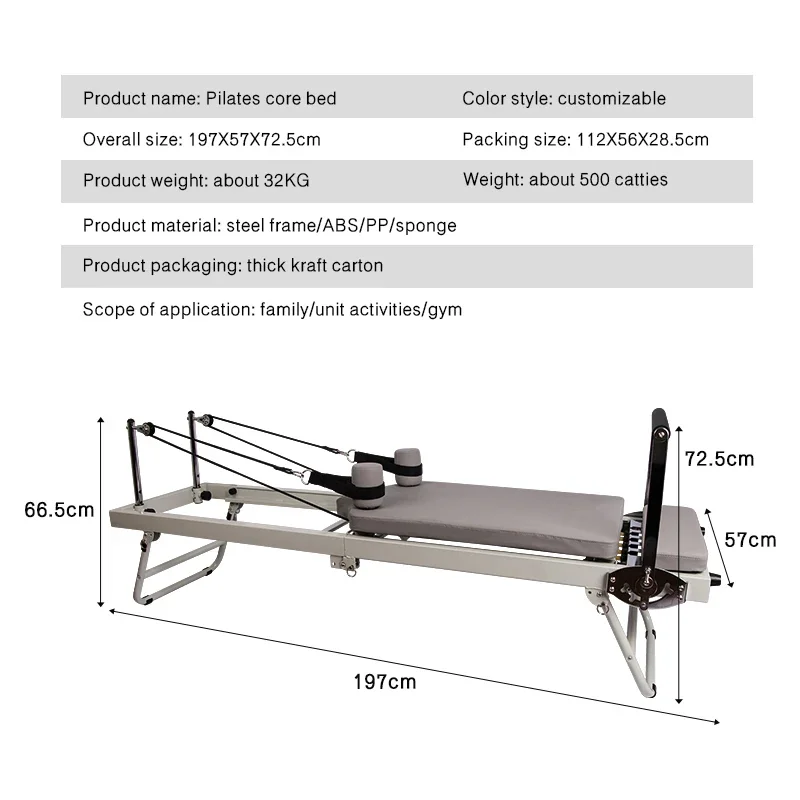 Large Folding Pilates Reforming Equipment Core Yoga Bed Home Fitness Slimming Steel ABS Steel Pilates Machine