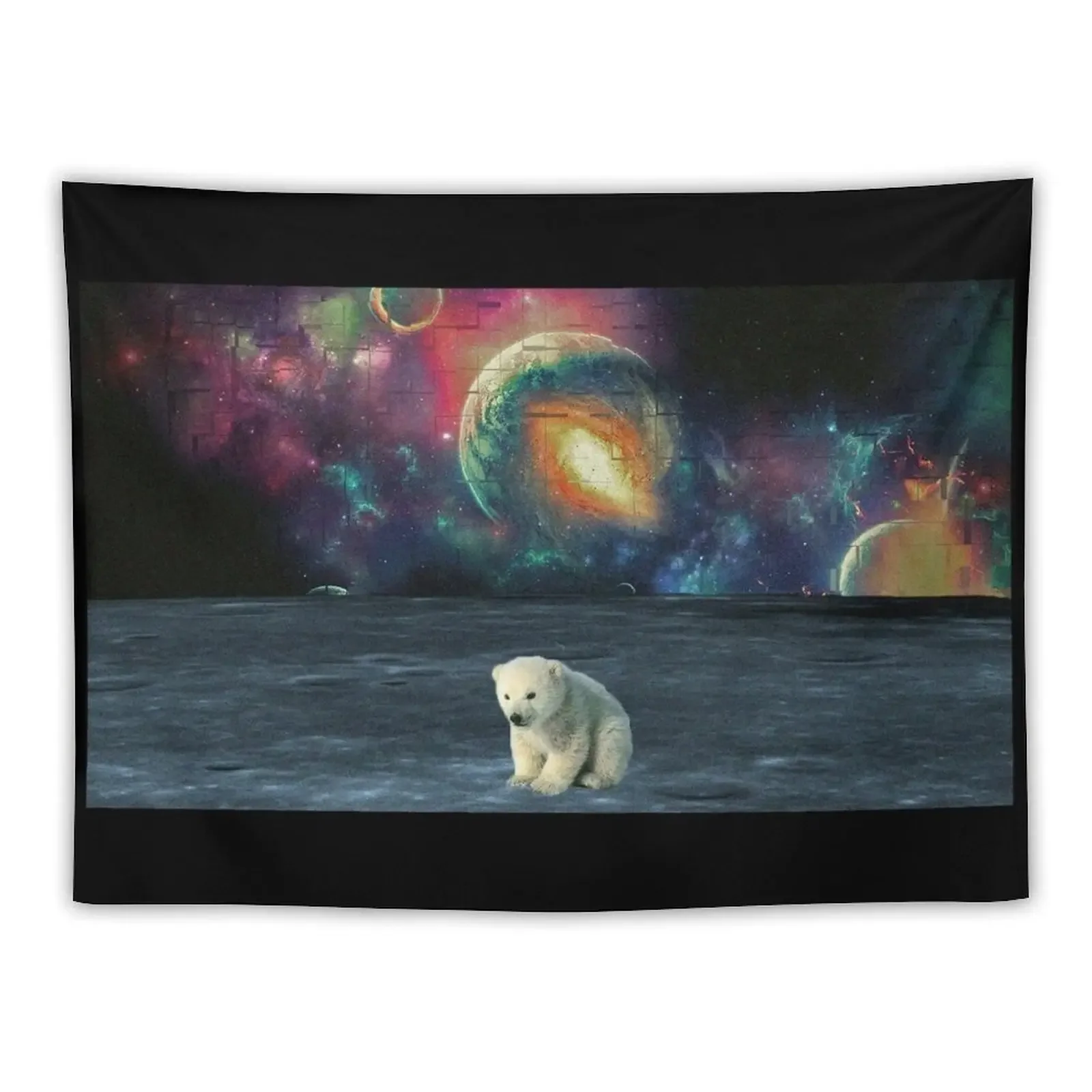 

Polar bear in space Tapestry Decoration For Rooms Decoration Wall Tapete For The Wall Room Decore Aesthetic Tapestry