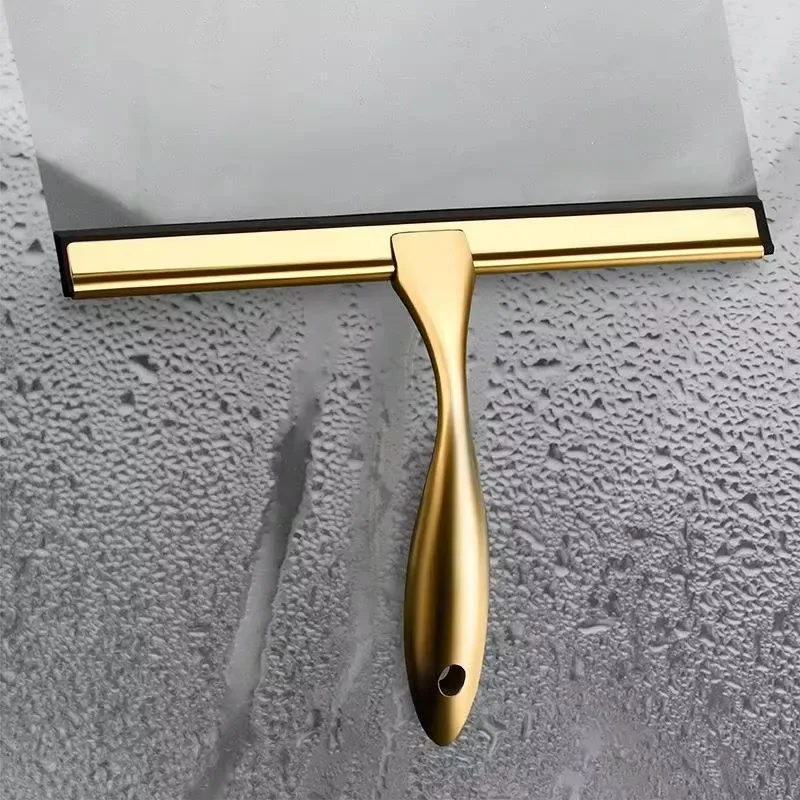10-Inch gold metal wiper stainless steel silicone blade for water stain removal suitable for shower doors windows car