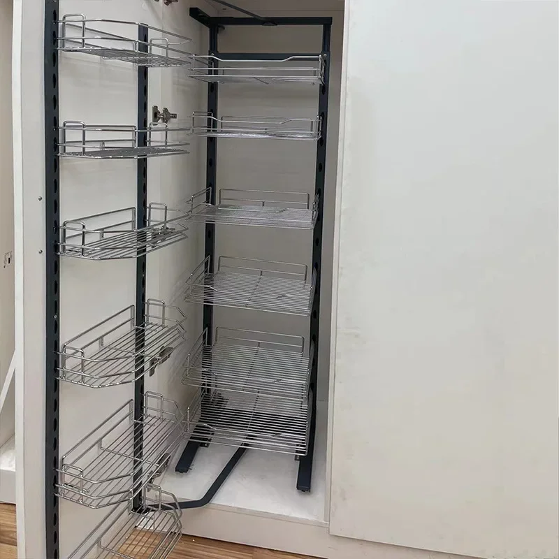 Kitchen High Cabinet Pull Basket Snack Cabinet Pull Basket Linkage Big Monster Pull Basket Snack Storage Cabinet Seasoning