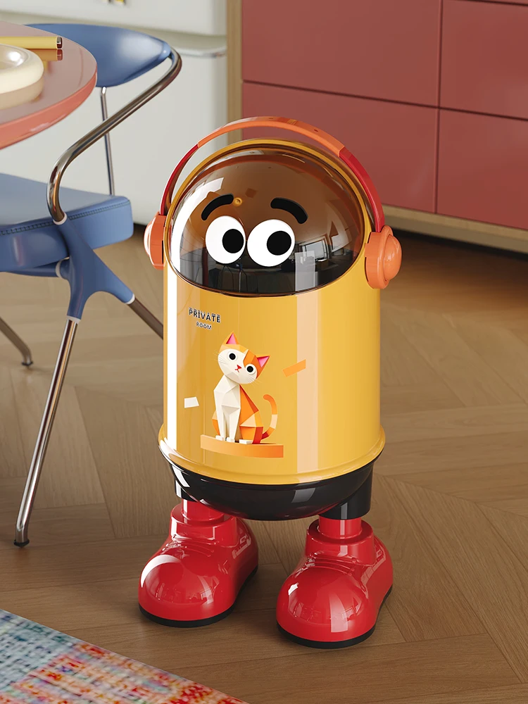 

Large Capaci Cartoon Covered Tra Can Luxury Home Use Living Room Bedroom Plastic round ape Fly Cleaning Tool