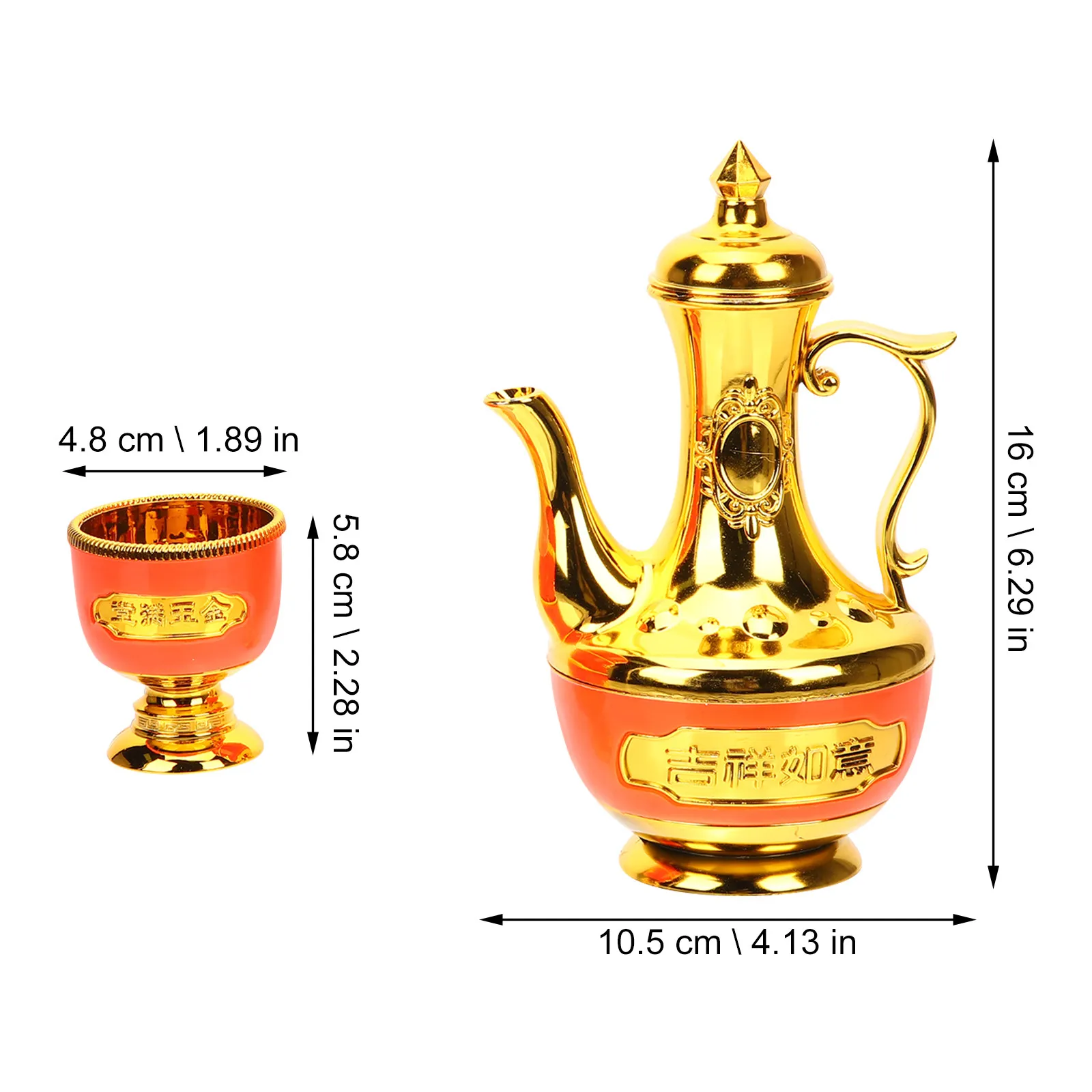 1Set Gold Plated Buddhist Offering Goblet and Pot Sacred Altar Cup for Temple Worship Home Meditation Yoga Studio