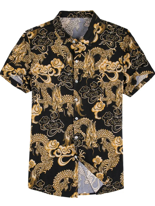 

Орто Све с принтом Formal irt Мужчины Полиэстер Дышащий Повседневный Street Sle Отложной воротник на пуговицах irt Весна Осень