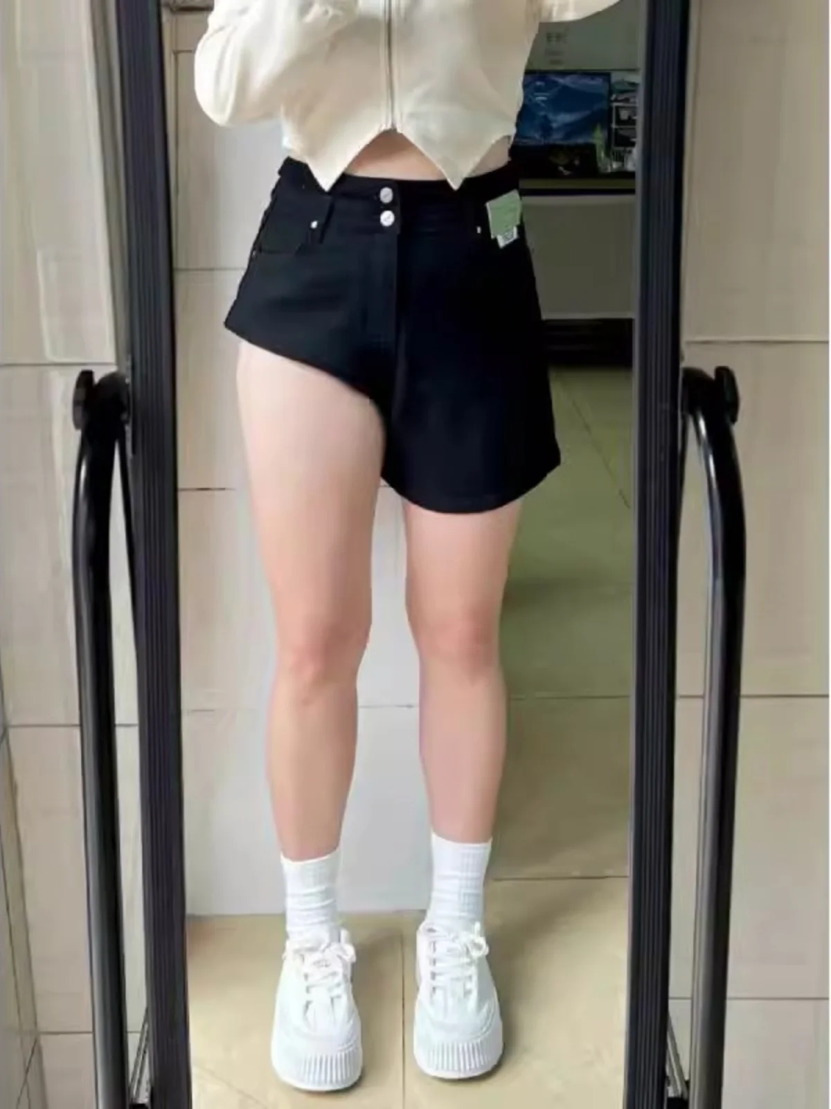 

High Waist Bla Slimming Denim orts Women's plus Size Pear ape Elastic A-Line Wide Leg Hot Pants Summer Faion