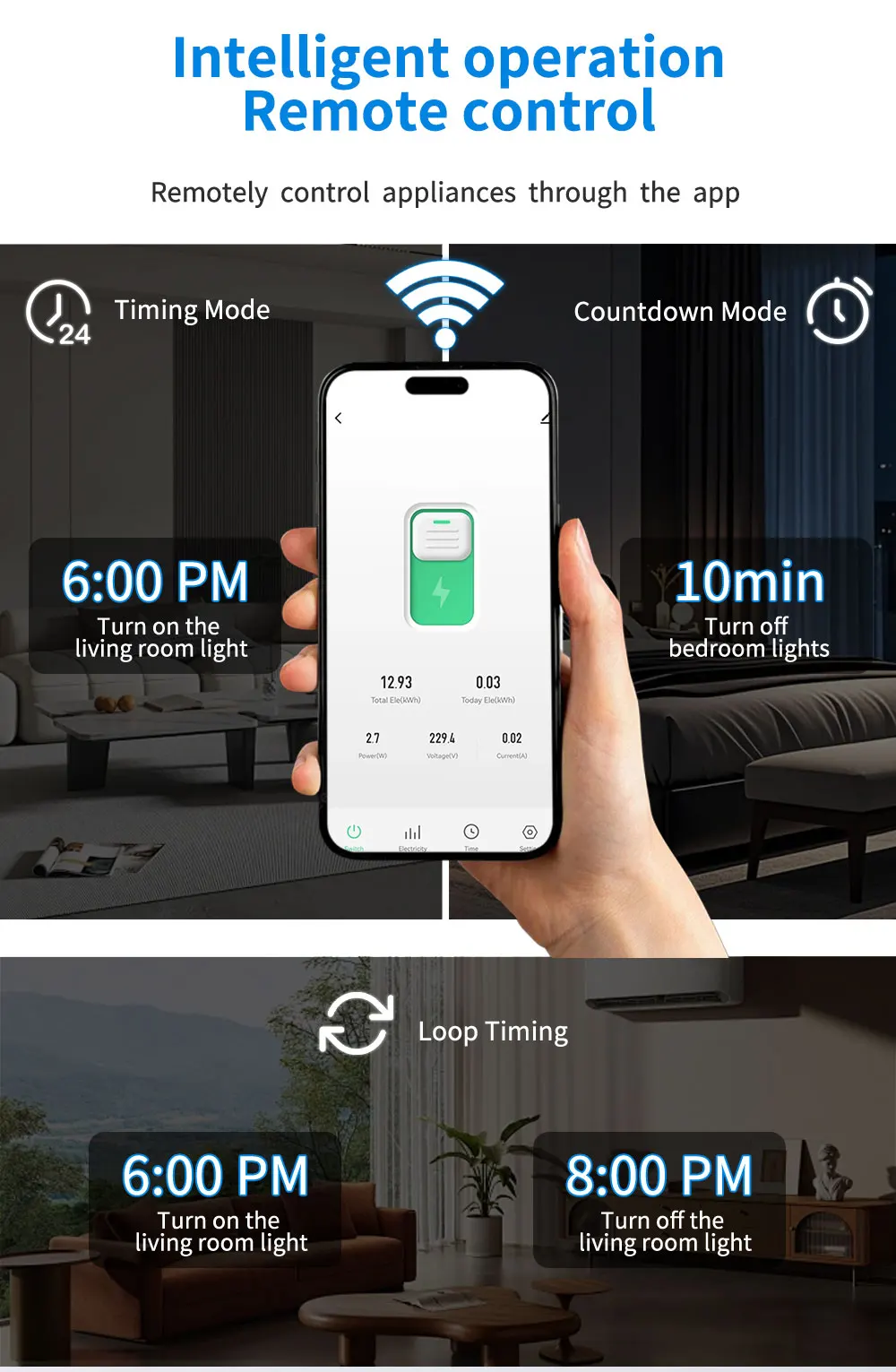 Tuya WiFi Digitales Display Intelligentes Strom- und Voltmeter 10-in-1 AC-Energiemessgerät APP-Steuerung DIN Elektrisches Energiemessgerät – Detail 4