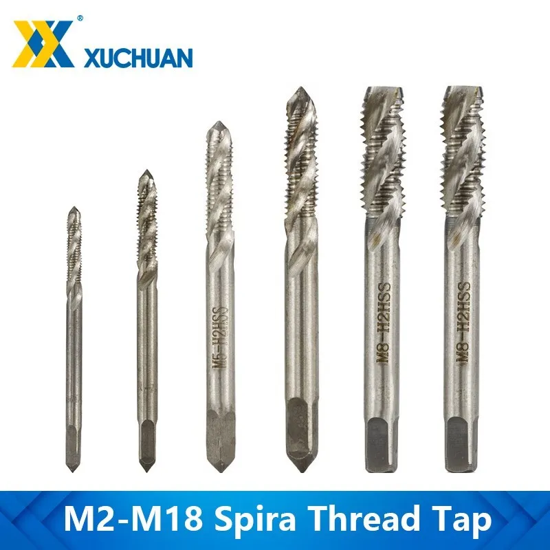  M2-M18 HSS Spiral Thread Tap Machine Plug Tap Sprial Flute Screw Tap Drill Bit for Metalworking Tools