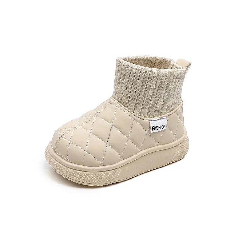 Boys Girls Flat Shoes Non-slip for Winter Children Warm Boots with Thick Cotton 2024 New Fashion Kids Snow Boots Solid Color