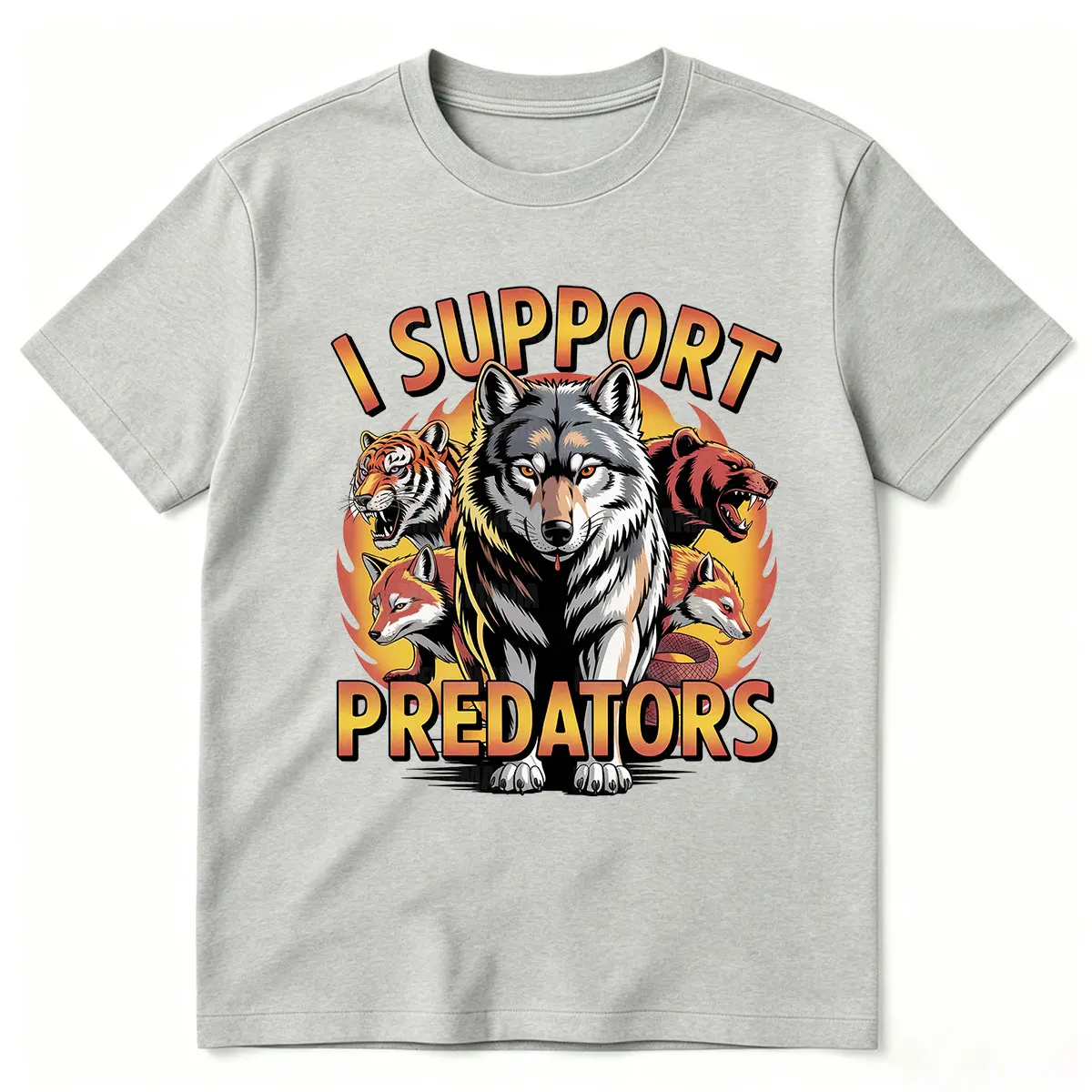 I Support Predator Funny Meme Tiger Graphic T-shirts Men Women Fashion 100% Cotton Short Sleeve Oversized T-shirt Streetwear