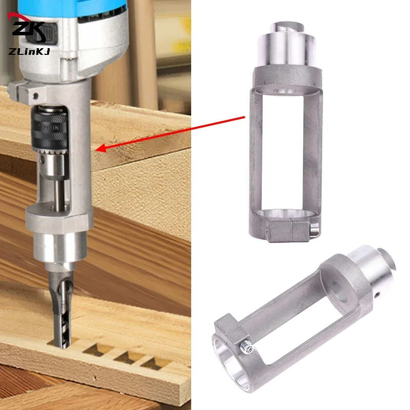 

1pcs Woodworking Electric Drill Accessories Aluminum Alloy Square Hole Drill Bit Adapter Bracket for Wood Mortising Attachment