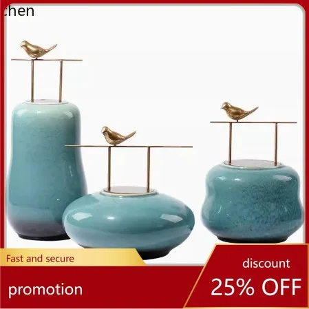 

CZ High-End Ceramic Decorative Storage Jar Curio Cabinet Wine Cabinet Entryway Soft Decoration Home Accessories