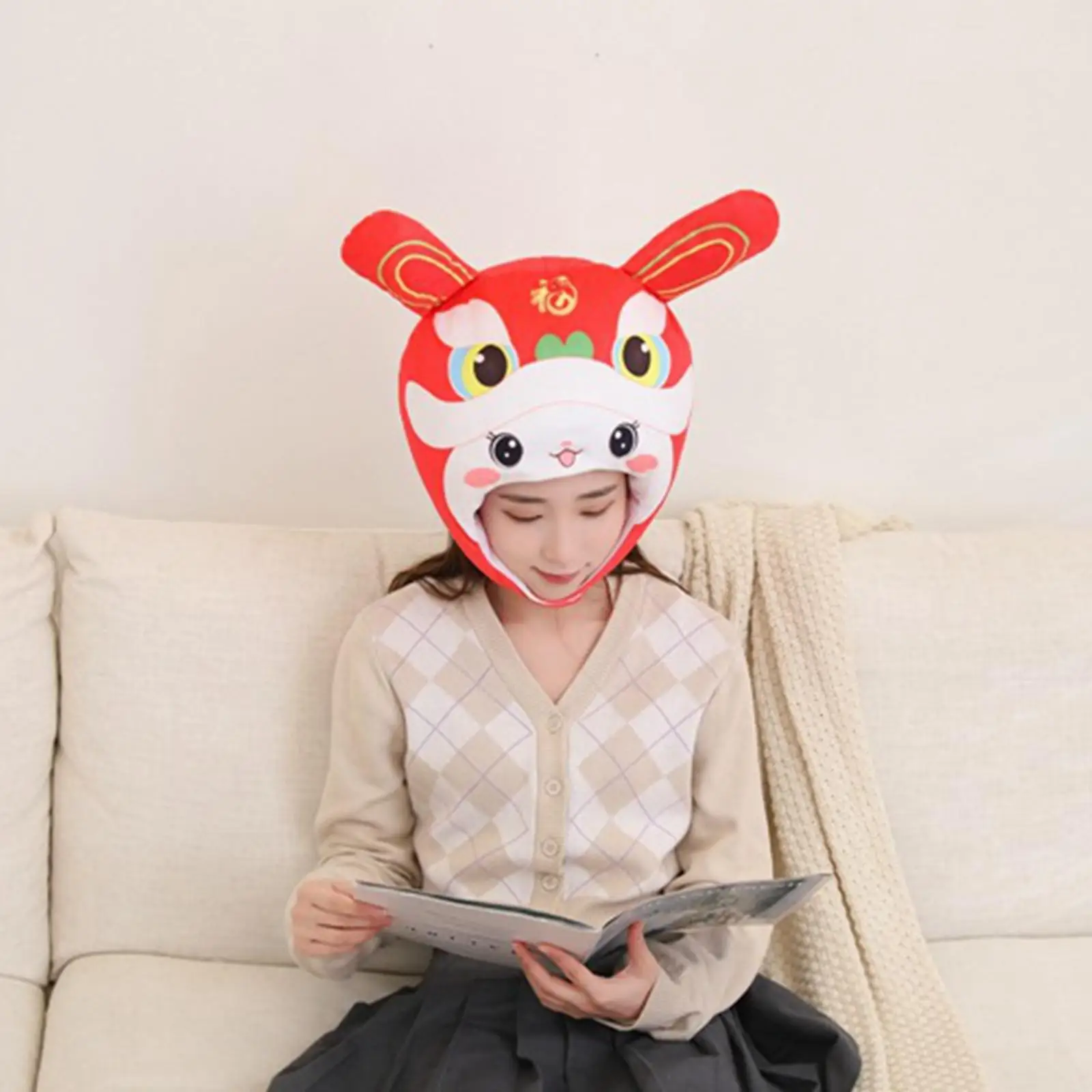 Plush Cartoon Rabbit Hat for Children Adults Cosplay Winter Stage Performance Photography Prop Warm Headgear Party Costume Cute