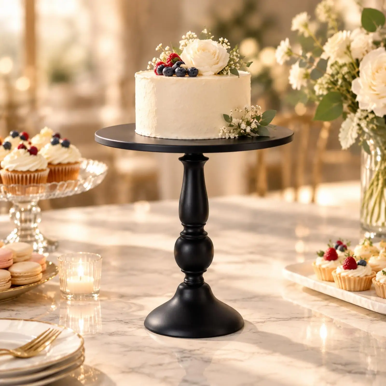 Sturdy Metal Cake Stand with Flared Base for Dessert Table Buffet Wedding Birthday Party Food Display Rack