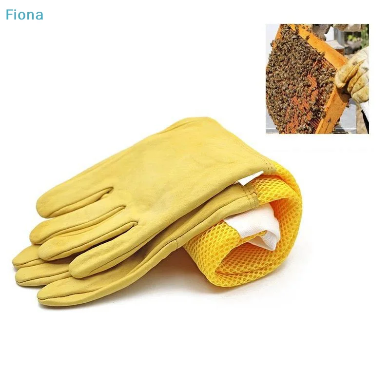 ✄A Pair Of Protective Beekeeping Gloves Net Goatskin Bee Keeping Vented Long Protective Sleeves Beekeeping Equipment And Tools