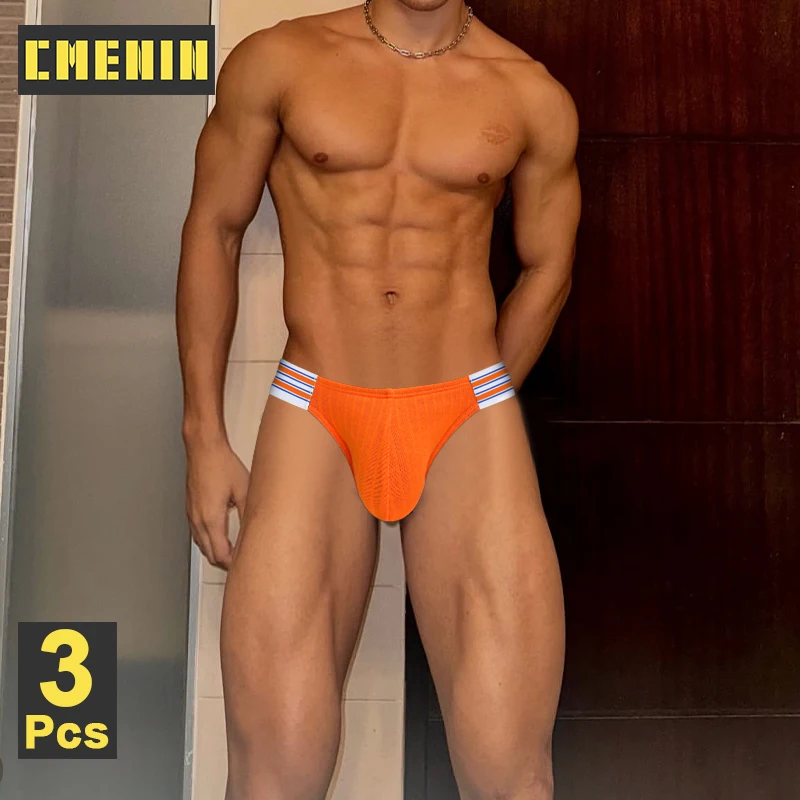 

3 шт., хлопковое мужское нижнее белье, сексуальные мужские трусы с высоким вырезом для геев, большая сумка с промежностью, дышащие мужские трусы, мужские трусы, плавки