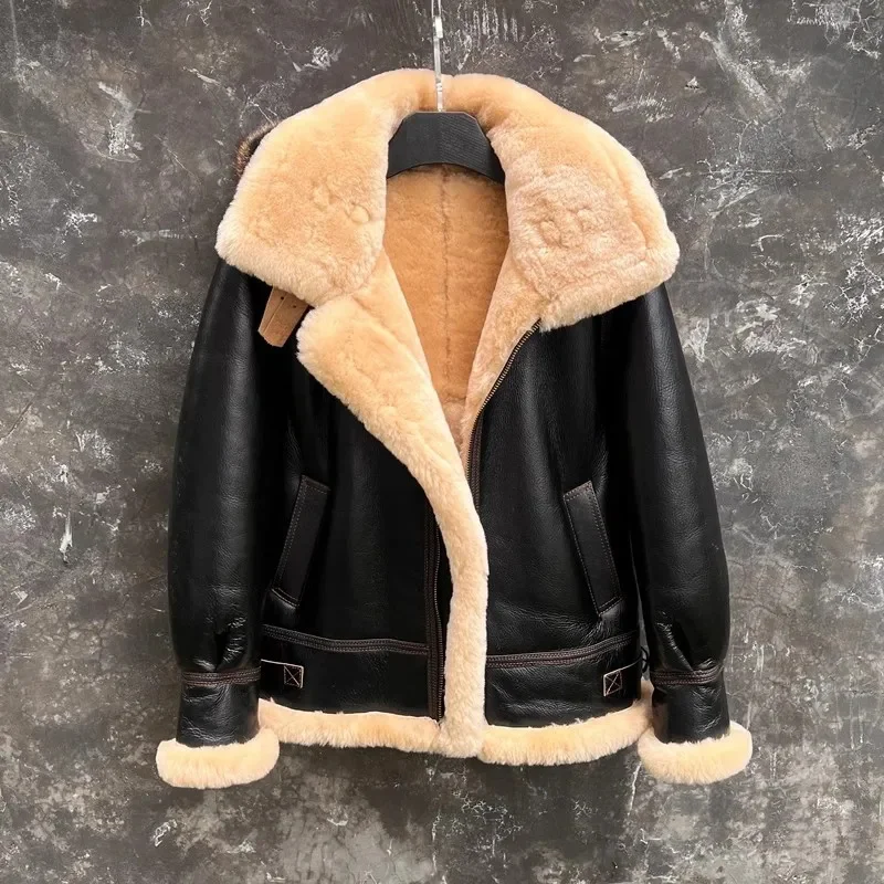 Shop Top,Winter Warm genuine leather jacket.quality 100% thick wool sheepskin coat.Natural shearling wear.Thick Real Fur B3