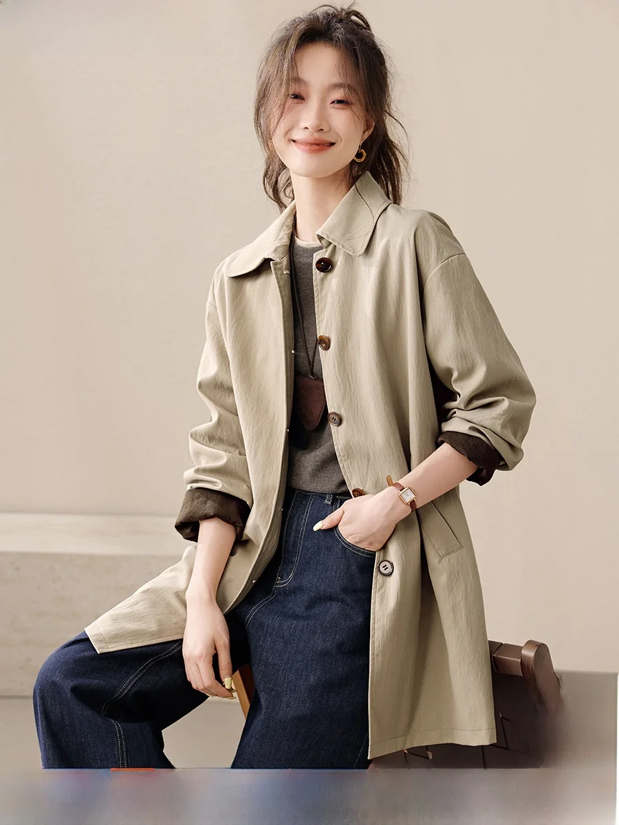 

Женская ветровка Mehaiimei с длинным воротником, в стиле кэжуал, с цветными вставками, свободного кроя, из полиэстера и нейлона, новинка осени