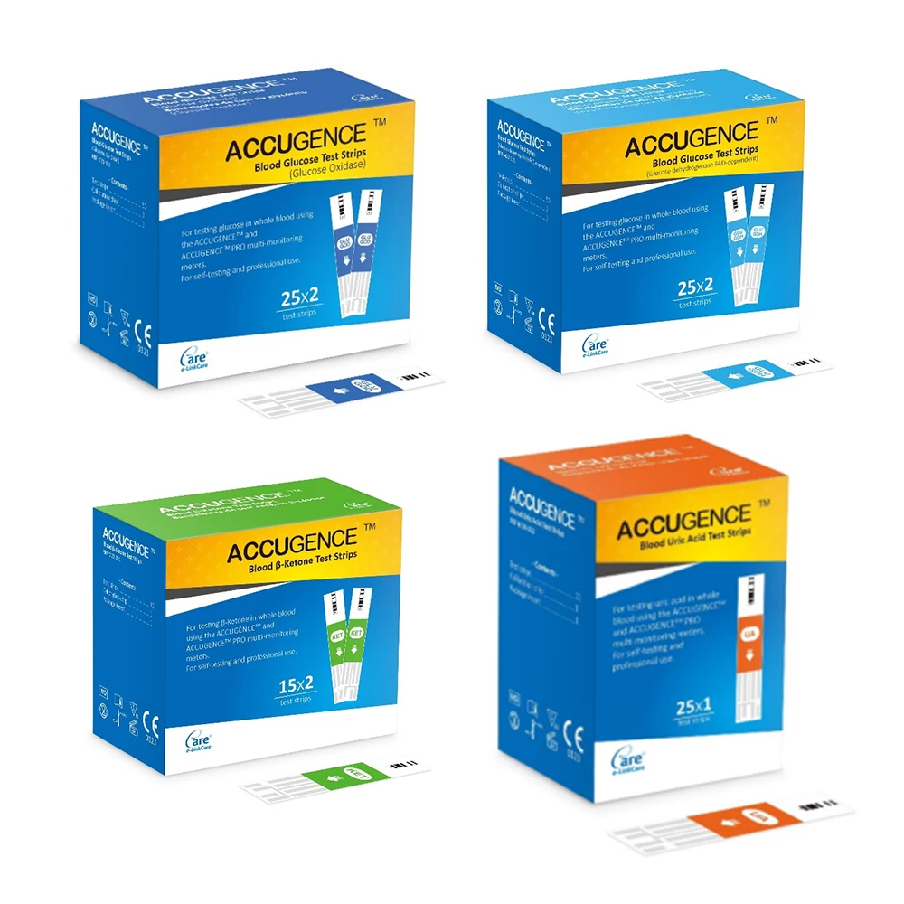 ACCUGENCE Cétono en sangre, glucosa, ácido úrico (OD O GDH) Sistema medidor de dieta Keto Dispositivo de monitoreo de la diabetes Reemplace solo tiras reactivas