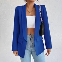 Spring Women Jacket Solid Polyester Cotton Non Strech Long Sleeve Office Lady Blazers New Fashion In Outerwears Coats 2
