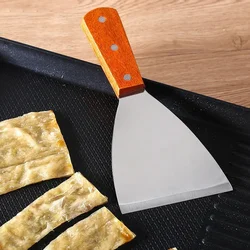 Wooden Handle Cooking Spatula Stainless Steel Multi-purpose Cooking Tuner Kitchen Spatula Barbecue Shovel Kitchen Tool