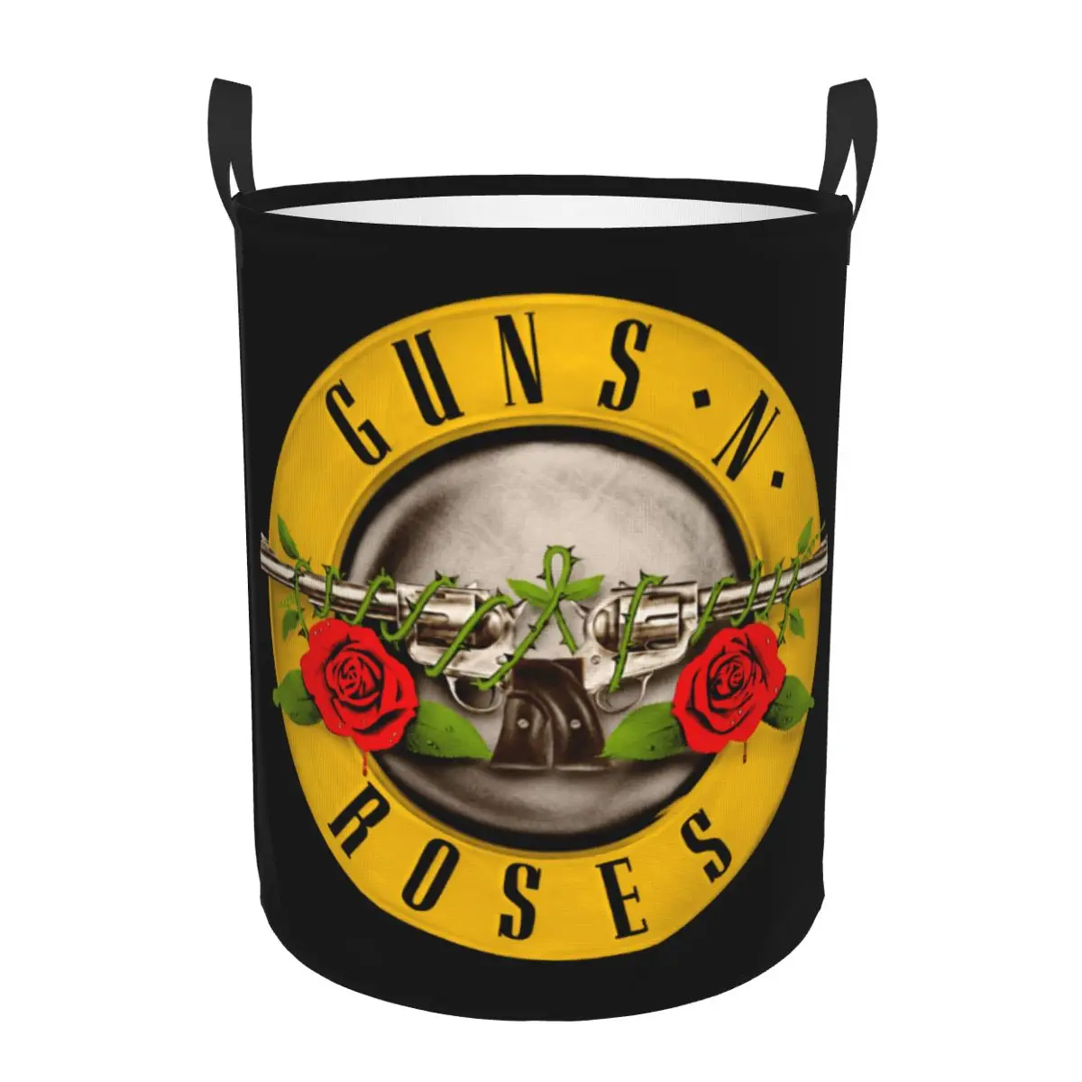 Guns N Roses Logo Laundry Basket Foldable Heavy Metal Clothes Hamper for Baby Kids Toys Storage Bag