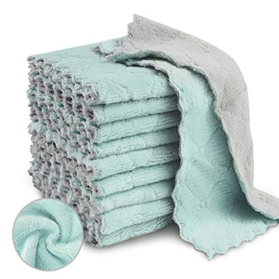 

20 Pack Kitchen Dish Cloths, Super Absorbent Microfiber Cleaning Cloth for Cleaning Dishes, Kitchen, Bathroom, Car Grey and