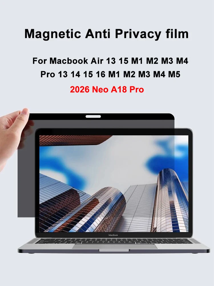 Magnetische Anti-Spionage-Bildschirmschutzfolie für Macbook Neo 2026 Pro 14 16 Air 13 15 M2 M3 M4 M5 Anti-Spionage-Folie Sichtschutzfilter