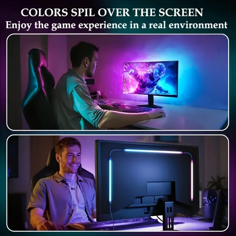 1 قطعة 24/32 بوصة شاشة الكمبيوتر الذكية LED قطاع ضوء RGB سيليكون شرائط مصباح لعبة إضاءة خلفية 4-مفتاح USB التحكم عن بعد