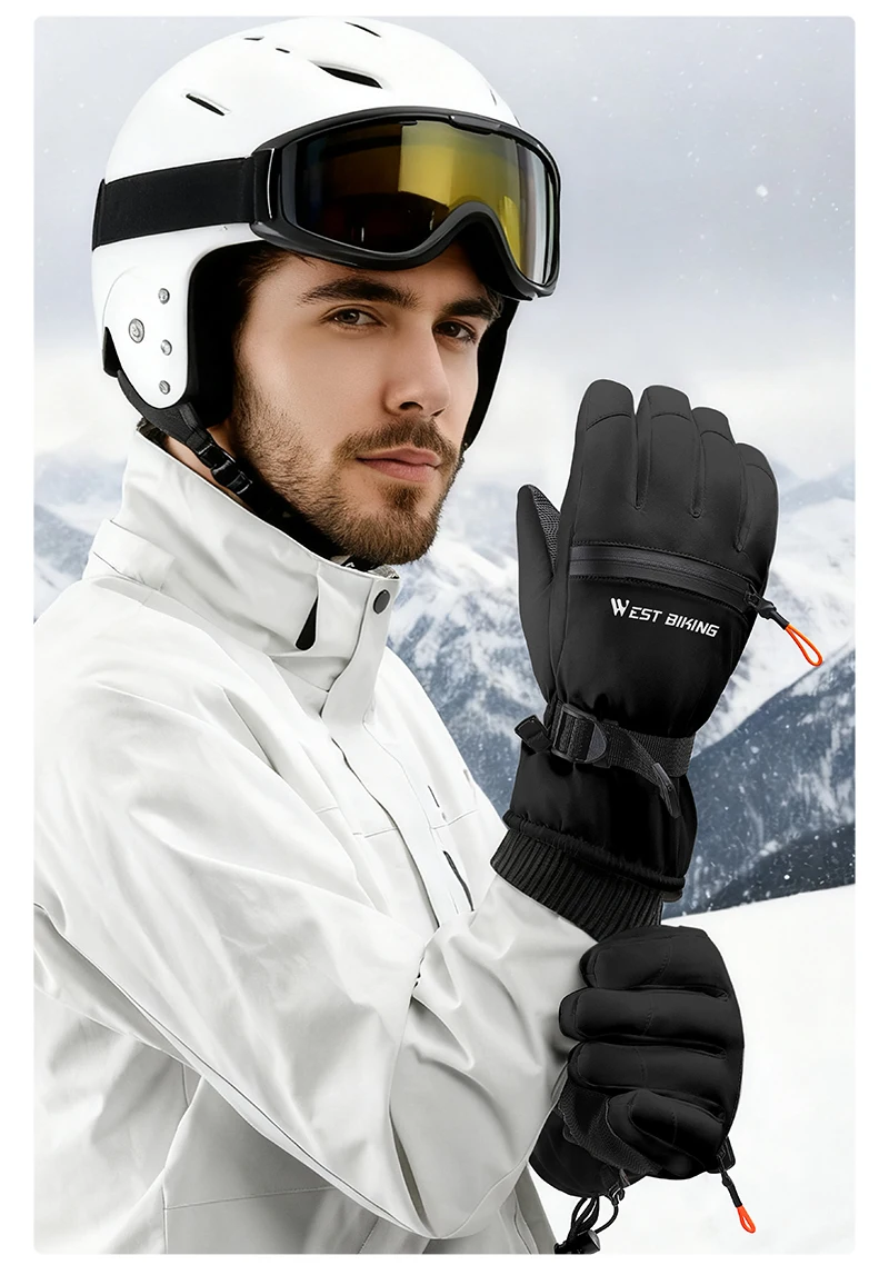 WEST BIKING Skihandschuhe Wasserdicht Dickes Fleece Thermische Winter-Fahrrad-Motorradhandschuhe Touchscreen-fähig Rutschfest Warme Handschuhe für Männer und Frauen – Detail 16