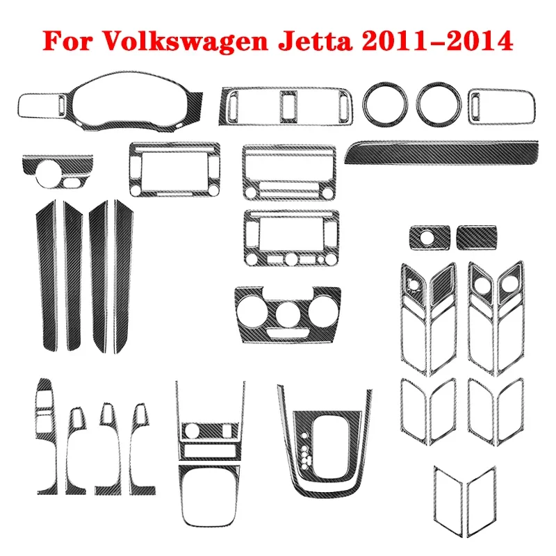 

For Volkswagen VW Jetta 2011 2012 2013 2014 Car Carbon Fiber Black Stickers Cover Trim Accessories Interior Decoration
