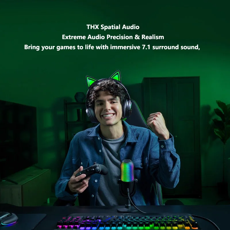 سماعة الألعاب Razer Kraken Kitty V3 Pro اللاسلكية RGB - 3 أوضاع للاتصال - ميكروفون واسع النطاق قابل للسحب - صوت مكاني THX #4