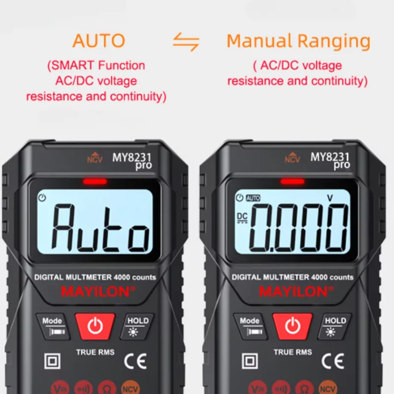 MAYILON MY8231 Pro Multimeter Auto & Manual Range Digital Voltmeter Professional AC DC Voltage Resistance True RMS Multi Meter