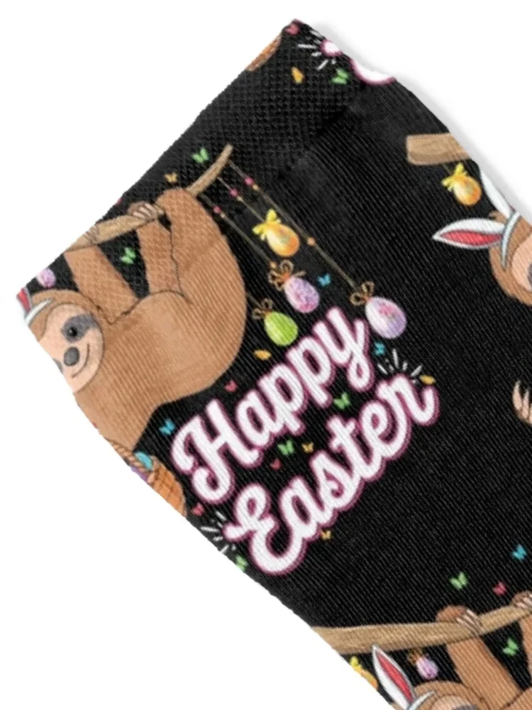 Happy cute sloth with Bunny ears & Egg Hunting Easter sloth Socks anime cartoon Climbing cute Socks Girl Men's