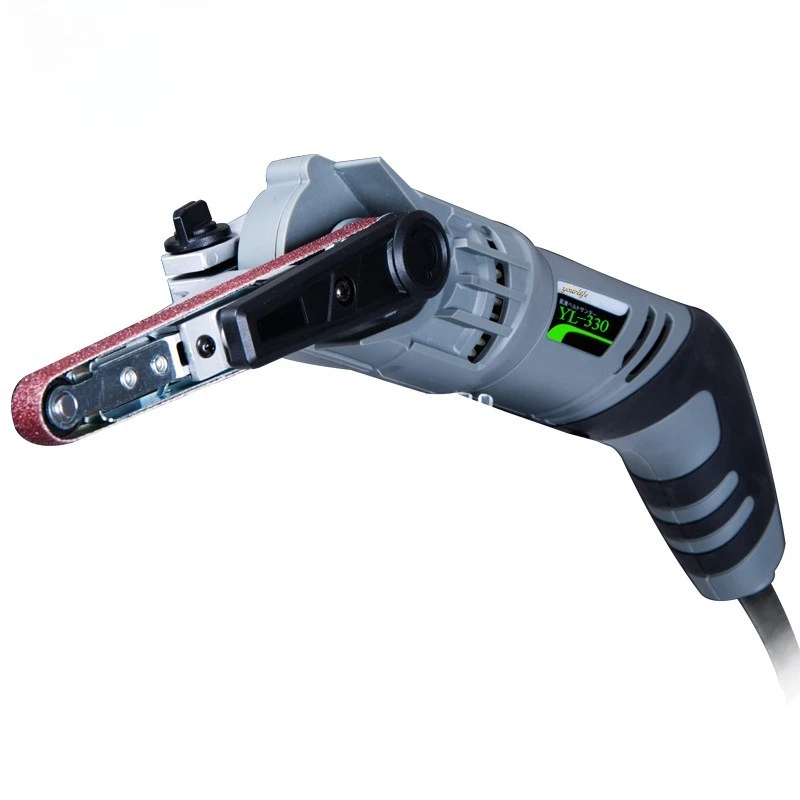 220V YL-330 Small Portable Metal Sandpaper Polishing Machine Belt Sander Grinder Hand-Holding Belt Sander Sandpaper