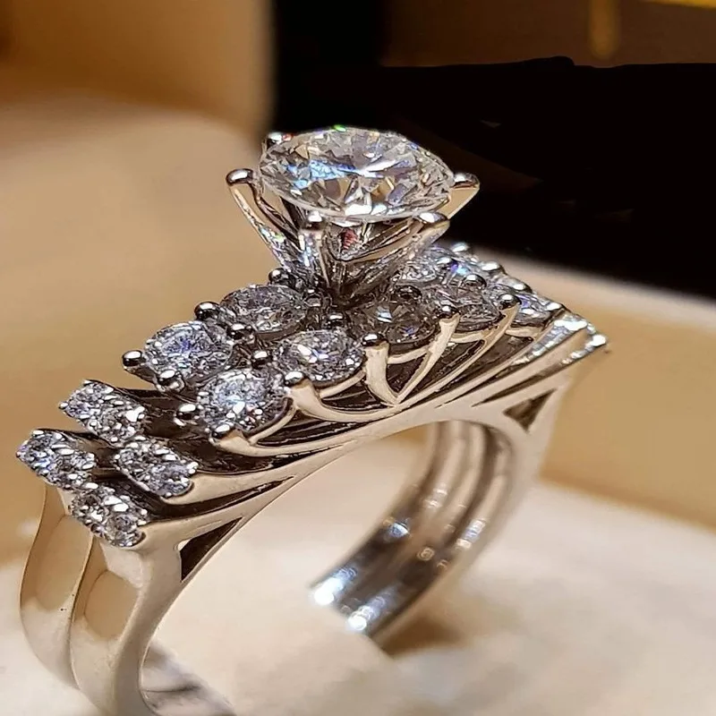 Bestselling jewelry, hot couple ring sets on Wish, European and American style women's engagement rings.
