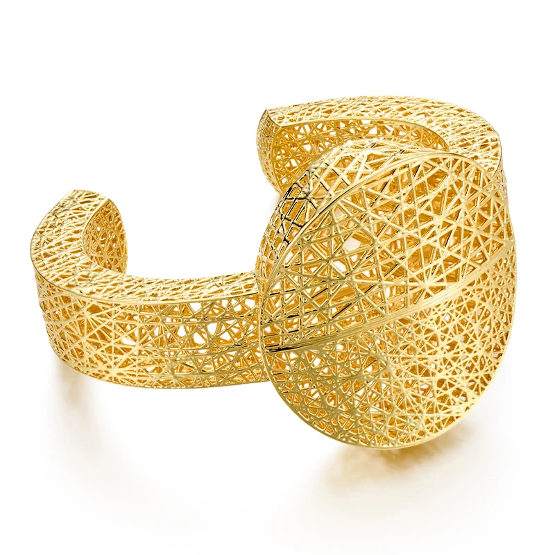 IVOG Gestrickte Hohl Design Manschette Armband Für Frauen Gold Farbe Kreis Armband Mode Schmuck Geburtstag Geschenk