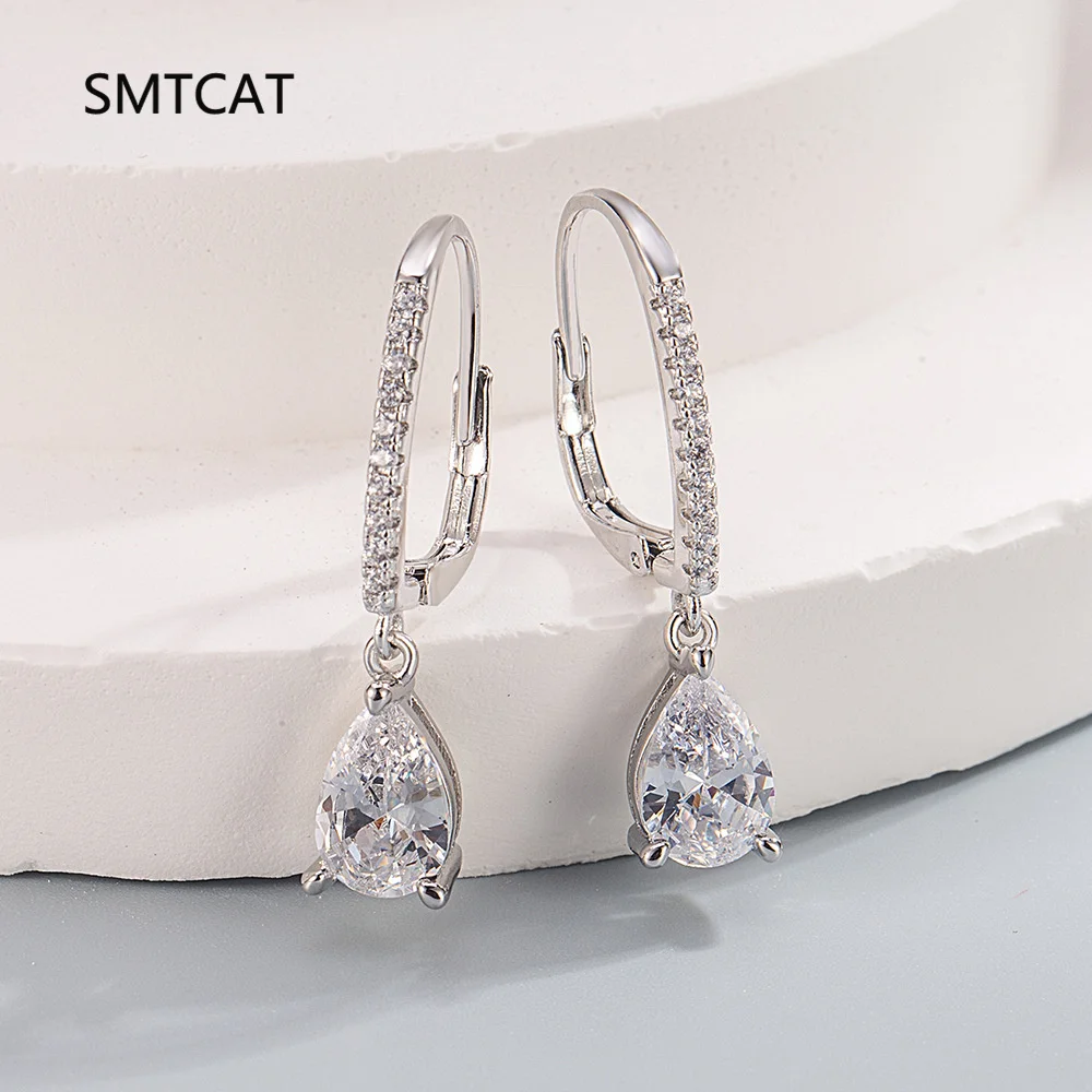 

Серьги-гвоздики с имитацией муассанита грушевидной огранки S925, серебряные серьги-кольца с каплями воды и диаметром для женщин, подарки, ювелирные изделия Brincos