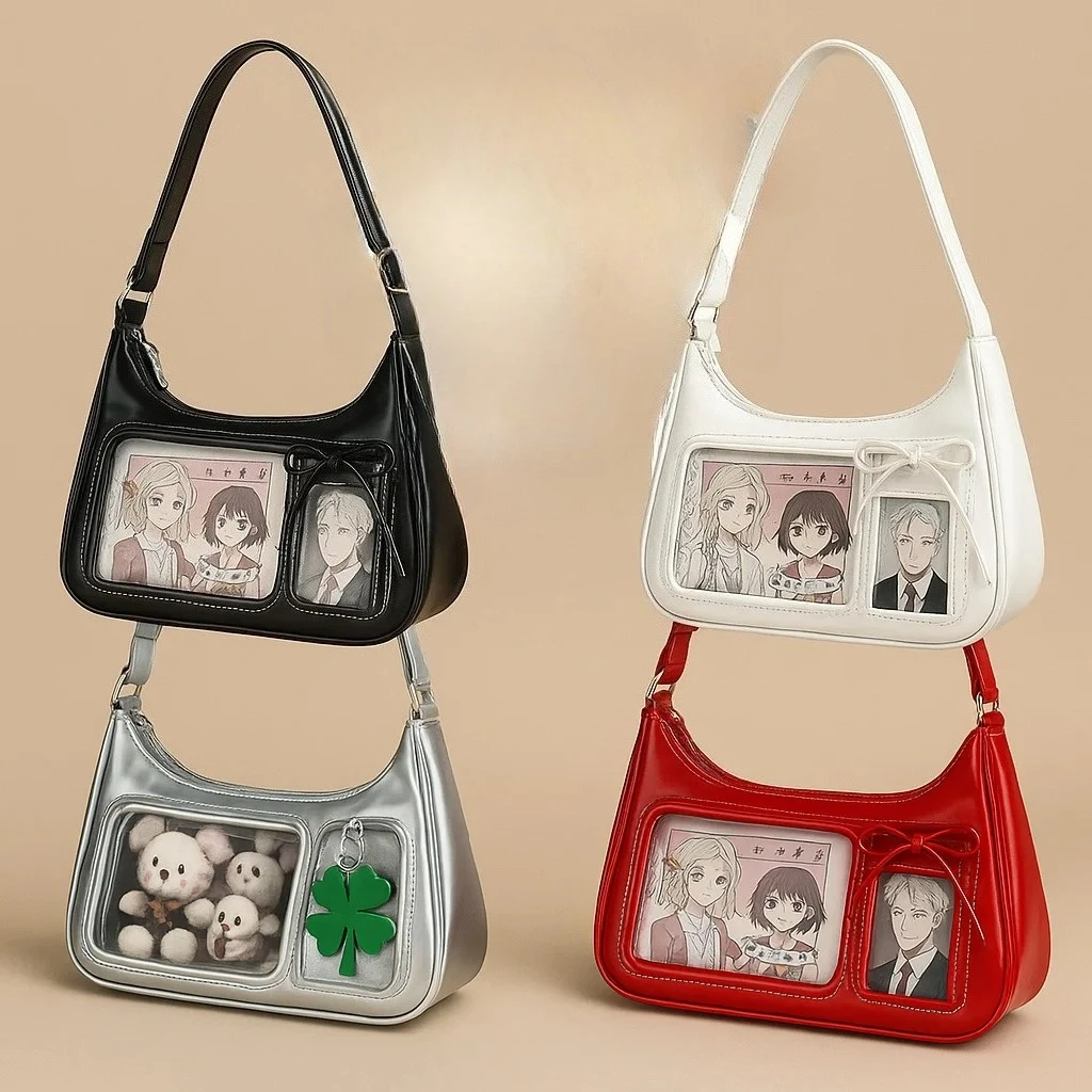 

Сумка через плечо Y2K в стиле Харадзюку, женская корейская прозрачная сумка-ита, школьная сумка-кроссбоди, женская японская дизайнерская сумка в стиле преппи, кошелек