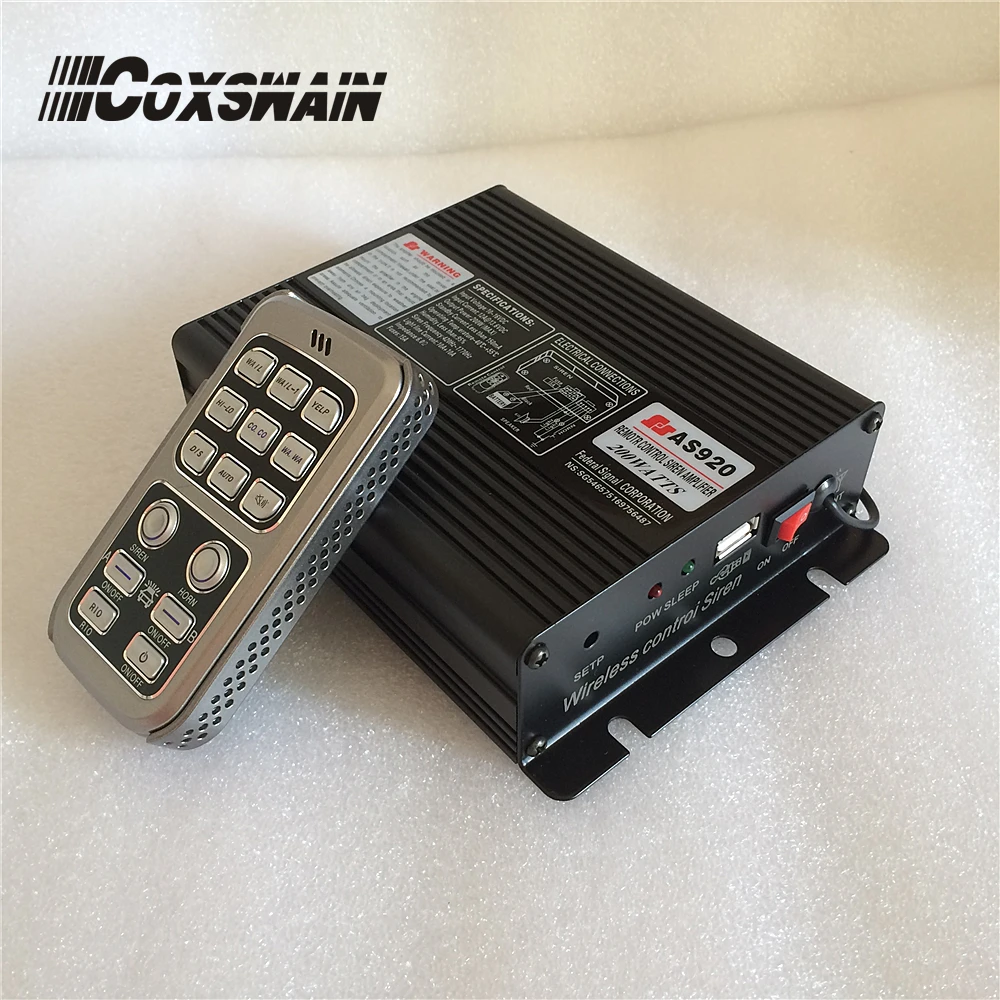 

AS920 Wireless Car Siren for Police Ambulance Fire Truck Coxswain 200W Vehicle Remote Amplifer Warning Alarm Emergency PA system