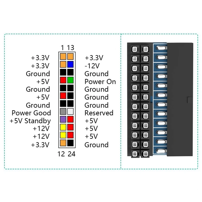 ATX 24 دبوس إلى 90 درجة محول القابس الطاقة كابل إمداد الطاقة موصل لأجهزة الكمبيوتر المكتبية ملحقات تركيب ذاتية الصنع